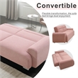 Pink Teddy Velvet Three-Seat Sofa with Armrests-Convertible to Reclining Bed