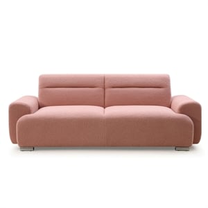 Pink Teddy Velvet Three-Seat Sofa with Armrests-Convertible to Reclining Bed
