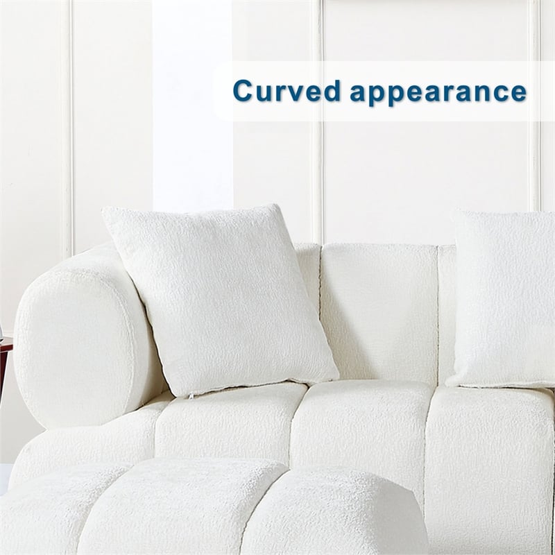 Stylish Multifunctional Sofa with Footrest - Grand Piano Key Design (White)
