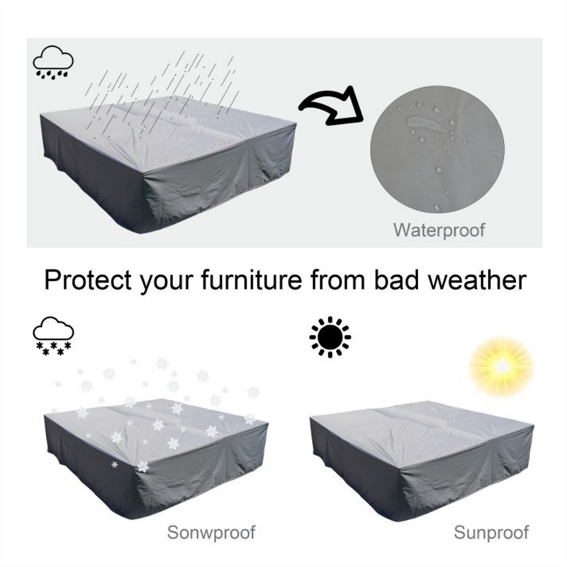 Direct Wicker Square Patio Furniture Covers Waterproof - Gray