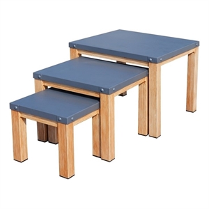 Direct Wicker 3-Piece Versatile & Stylish Aluminum Outdoor Square Table Set-Gray