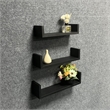 Direct Wicker 3-Piece Black Floating U-Shaped Wall Display Shelve for Home Decor