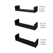 Direct Wicker 3-Piece Black Floating U-Shaped Wall Display Shelve for Home Decor