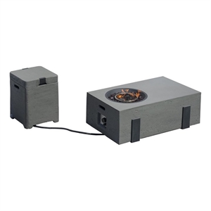 Elegant Gray Aluminum Fire Table with Built-In Ice Bucket & Gas Tank Side Table