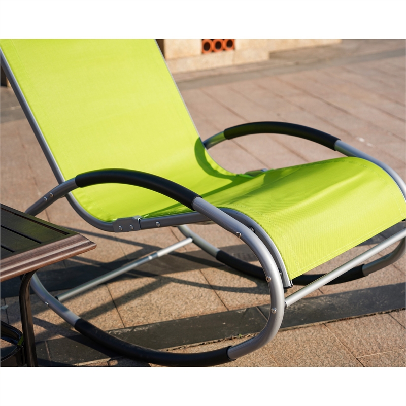 Direct Wicker 2-Piece Outdoor Reclining Lounge Chair with Metal Frame-Green