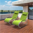 Direct Wicker 2-Piece Outdoor Reclining Lounge Chair with Metal Frame-Green