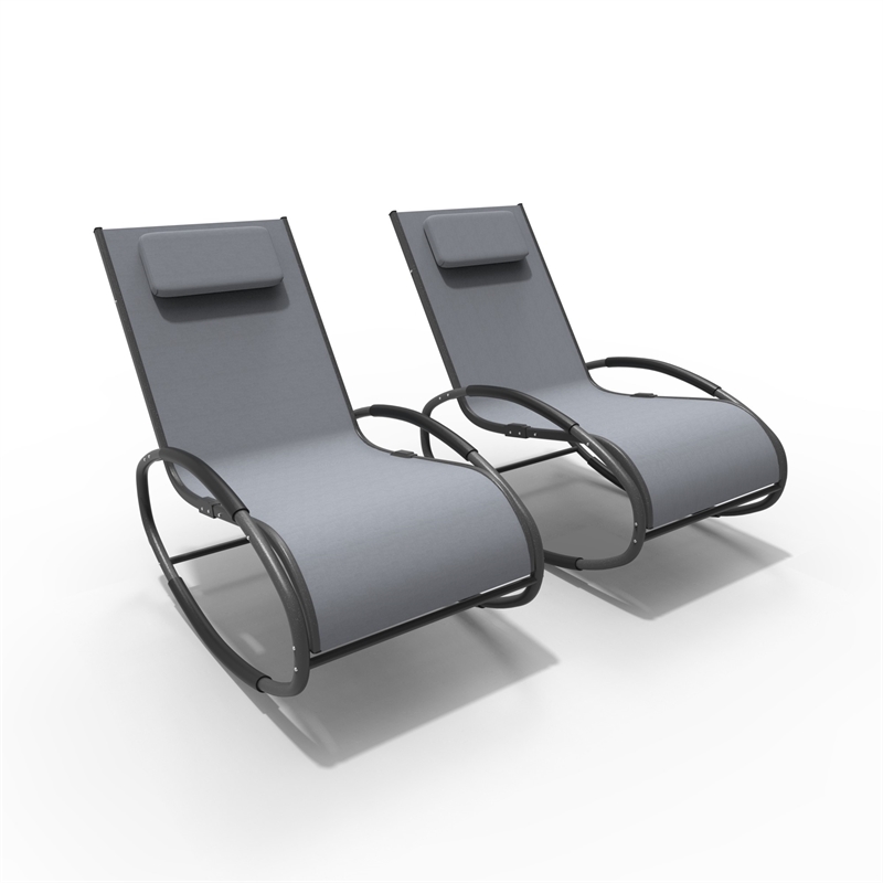 Direct Wicker 2-Piece Outdoor Reclining Lounge Chair with Metal Frame - Gray