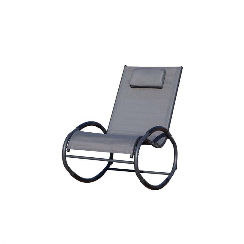 Direct Wicker 2-Piece Outdoor Reclining Lounge Chair with Metal Frame - Gray