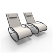 Direct Wicker 2-Piece Outdoor Reclining Lounge Chair with Metal Frame - Beige