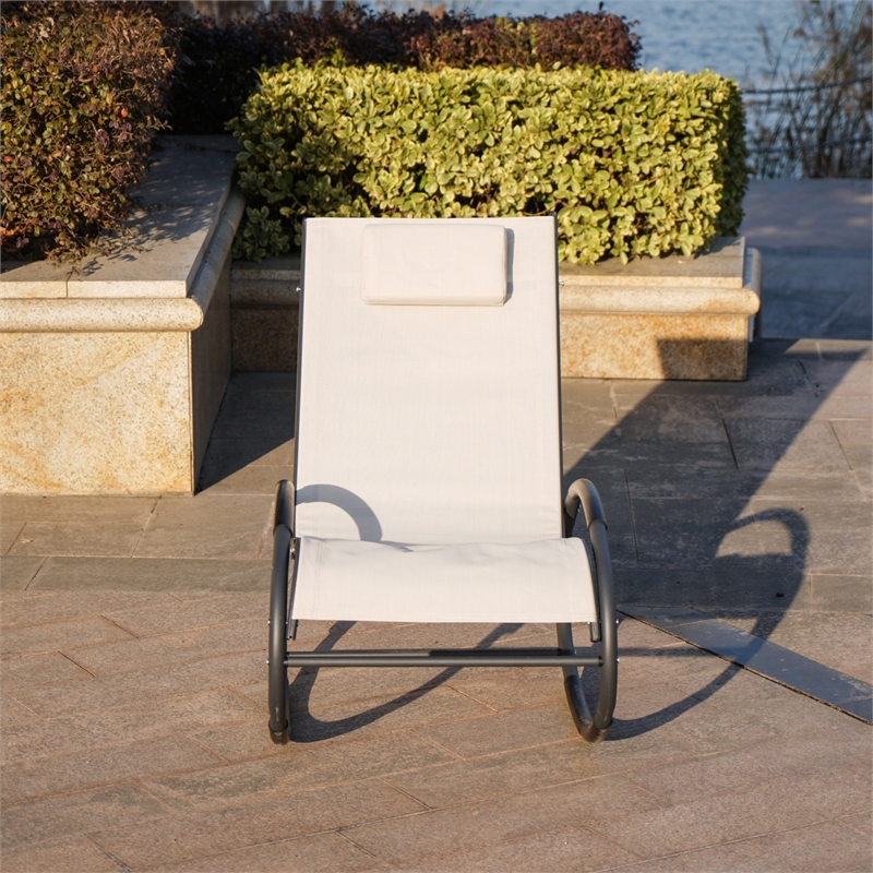 Direct Wicker 2-Piece Outdoor Reclining Lounge Chair with Metal Frame - Beige