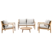 Direct Wicker 4-Pieces Outdoor Patio Sectional Sofa Set with Acacia Wood Frame