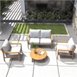 Direct Wicker 4-Pieces Outdoor Patio Sectional Sofa Set with Acacia Wood Frame