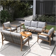 Direct Wicker 6 PCS Acacia  Patio Furniture Set with  Cushions and Coffee Table