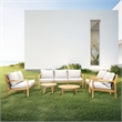 Direct Wicker 6 PCS Acacia  Patio Furniture Set with  Cushions and Coffee Table