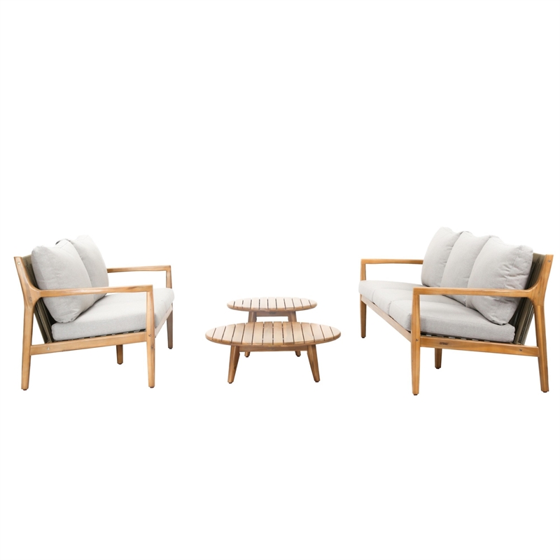 Direct Wicker 5-Person Outdoor Patio Sectional Sofa Set with Acacia Wood Frame