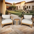 Direct Wicker 3-Piece Patio Conversation Set with Acacia Wood Frame & Cushions