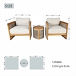 Direct Wicker 3-Piece Patio Conversation Set with Acacia Wood Frame & Cushions