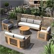 Direct Wicker 5-Piece Patio Conversation Set with Acacia Wood Frame & Cushions