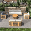 Direct Wicker 5-Piece Patio Conversation Set with Acacia Wood Frame & Cushions