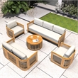 Direct Wicker 5-Piece Patio Conversation Set with Acacia Wood Frame & Cushions