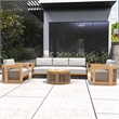 Direct Wicker 4 PCS Acacia Wood Outdoor Sofa Set with Beige Cushion&Coffee Table