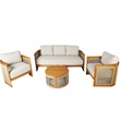 Direct Wicker 4 PCS Acacia Wood Outdoor Sofa Set with Beige Cushion&Coffee Table
