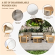 Direct Wicker 4 PCS Acacia Wood Outdoor Sofa Set with Beige Cushion&Coffee Table