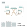 Direct Wicker Outdoor Folding Bistro Set with 2 Chairs and Coffee Table(Blue)