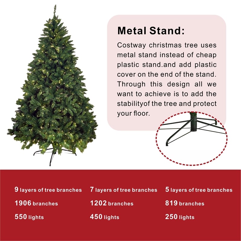 Direct Wicker 5FT Pre-Lit Christmas Tree With 250 LED Lights & Metal Stand