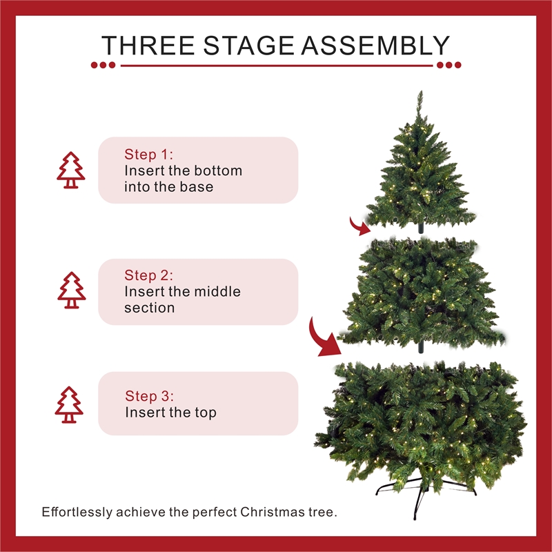 Direct Wicker 6FT Pre-Lit Christmas Tree With 450 LED Lights & Metal Stand