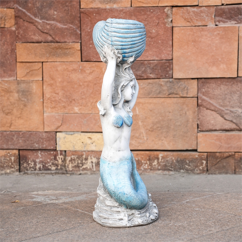 Ocean Style 11.61' x 7.68' x 23.23' Magnesium Oxide Mermaid Statue