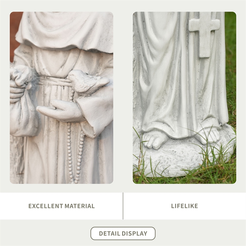 31.1' Tall Magnesium Oxide Statue St. Francis of Assisi Garden Spiritual Dcor