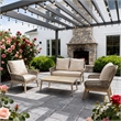 Direct Wicker 4-Piece Acacia Wood Outdoor Patio Conversation Set with Cushions