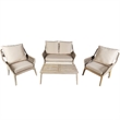Direct Wicker 4-Piece Acacia Wood Outdoor Patio Conversation Set with Cushions
