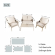 Direct Wicker 4-Piece Acacia Wood Outdoor Patio Conversation Set with Cushions