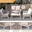 Direct Wicker 4-Piece Acacia Wood Outdoor Patio Conversation Set with Cushions