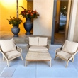 Direct Wicker 4-Piece Acacia Wood Outdoor Patio Conversation Set with Cushions