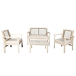 Direct Wicker 4-Piece Acacia Wood Outdoor Patio Conversation Set with Cushions