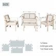 Direct Wicker 4-Piece Acacia Wood Outdoor Patio Conversation Set with Cushions