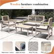 Direct Wicker 4-Piece Acacia Wood Outdoor Patio Conversation Set with Cushions