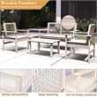 Direct Wicker 4-Piece Acacia Wood Outdoor Patio Conversation Set with Cushions
