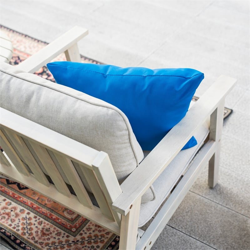 Modern 3-Piece Wooden Patio Furniture Set with Cushions & Coffee Table(Beige)