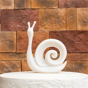 White Sandstone Effect Resin Snail Statue Garden Decor Sculpture