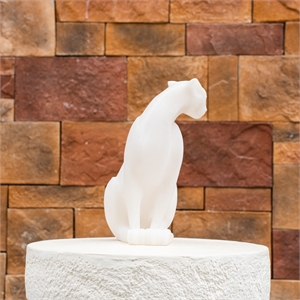 White Sandstone Effect Resin Cat Statue Garden Decor Sculpture
