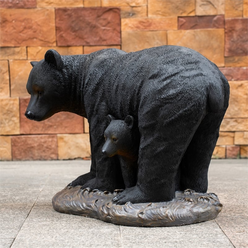 Black Bear Magnesium Oxide Statue Outdoor Garden Animal Decor