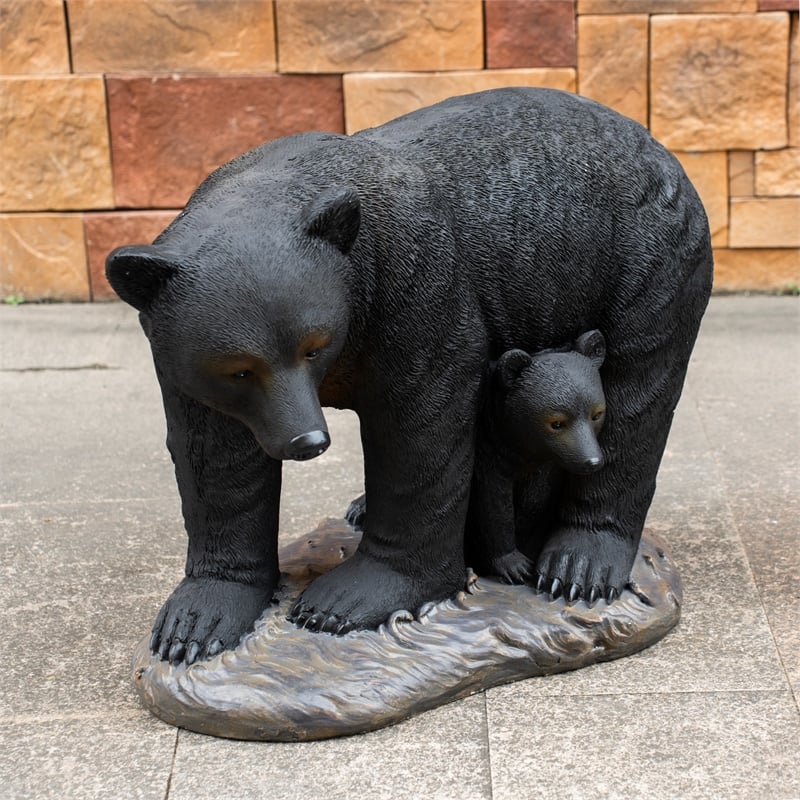 Black Bear Magnesium Oxide Statue Outdoor Garden Animal Decor