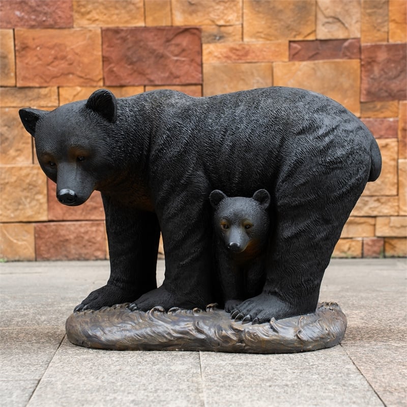 Black Bear Magnesium Oxide Statue Outdoor Garden Animal Decor