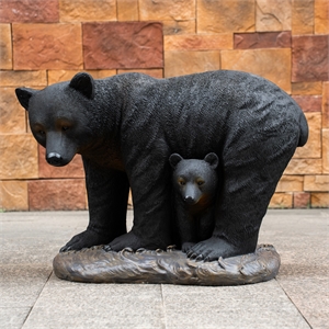 Black Bear Magnesium Oxide Statue Outdoor Garden Animal Decor