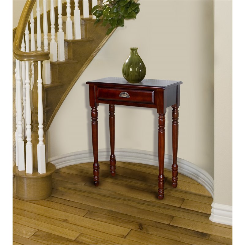 D-Art Collection Savanna Mahogany Solid Wood 1-Drawer Hall Table in Dark Brown