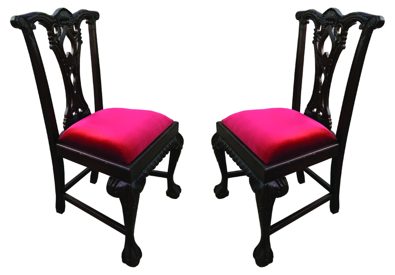 D-Art Collection Chippendale Mahogany and Velvet Side Chairs in Brown (set of 2)